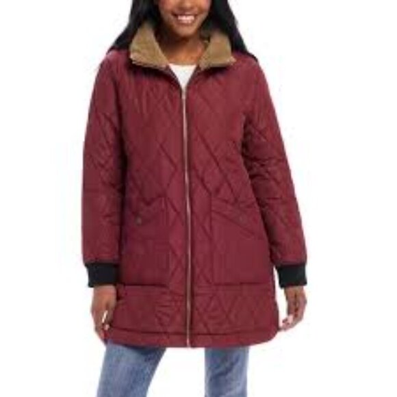 New Weatherproof Women's Sherpa Lined Quilted Jacket Coat Parka Size M Warm - Picture 10 of 16